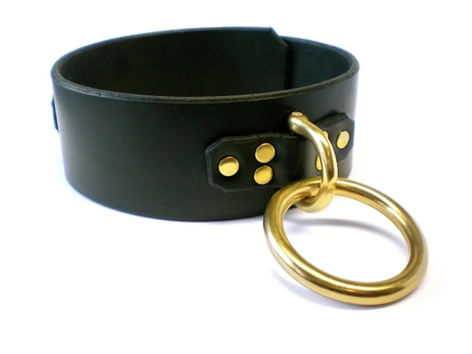 Bondage slave Collar with Large Brass D&O Ring