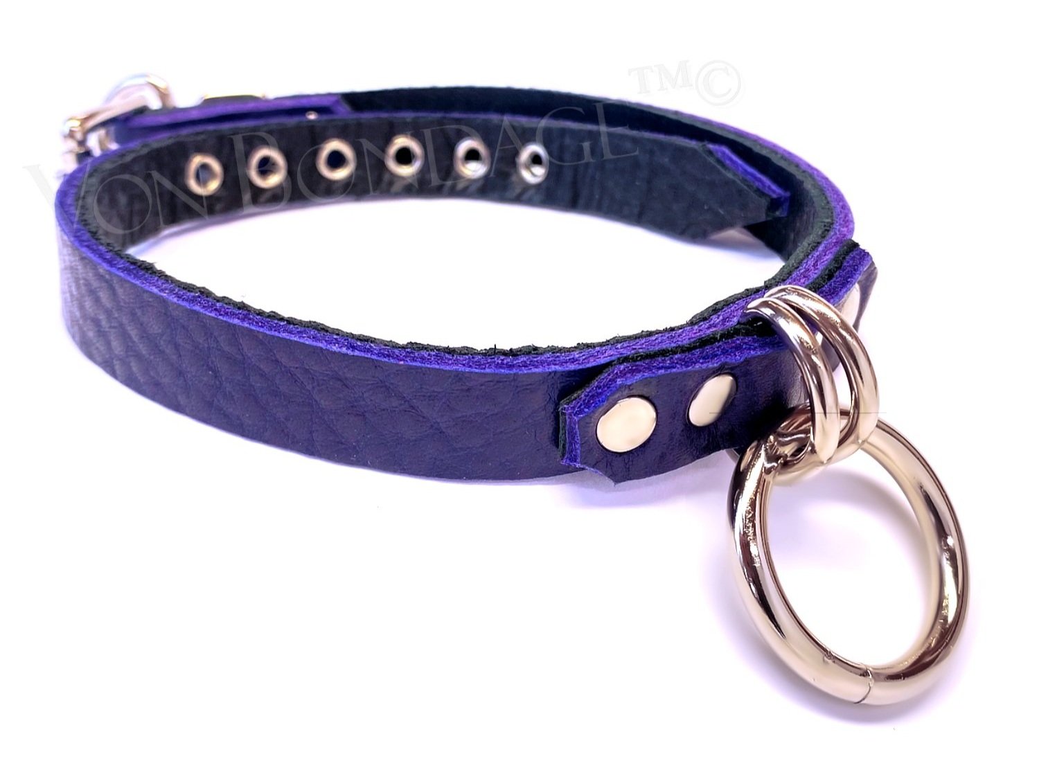 Purple Leather Day Collar for sub with 1" Ring