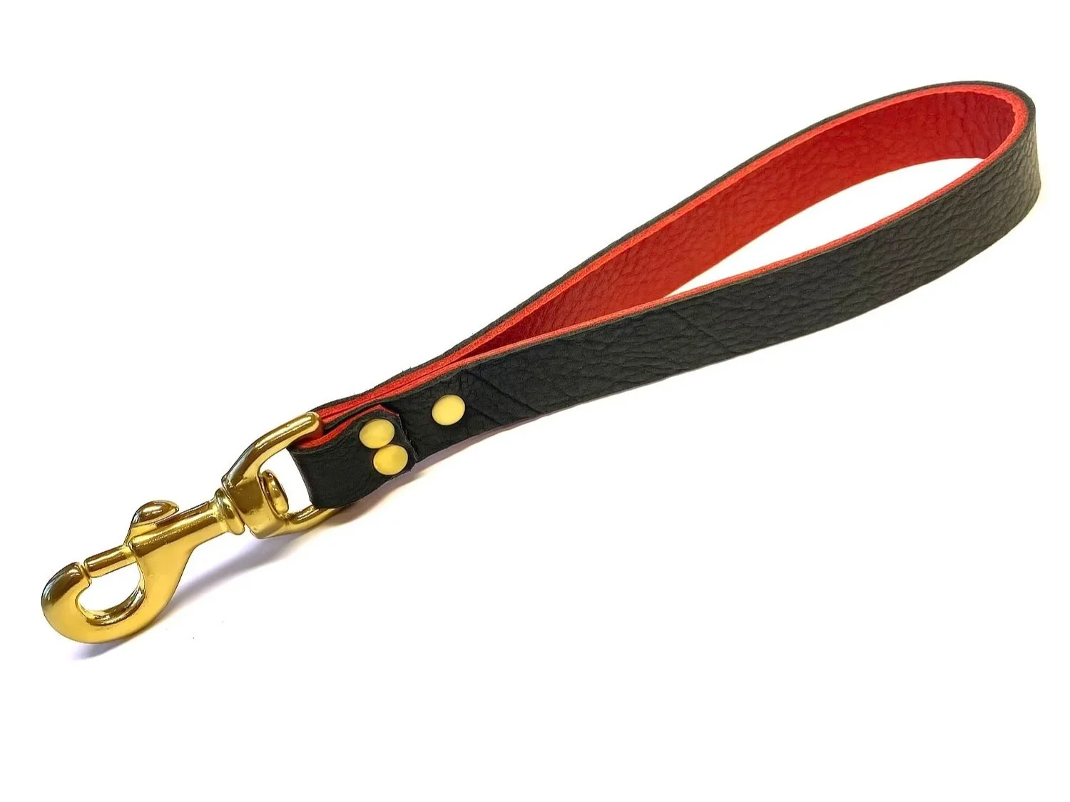 Bison & Red Bullhide Leather Strict Control Leash with Brass Bolt Snap