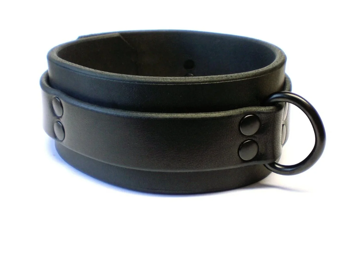 Leather BDSM Collar with 1" Black D-Ring