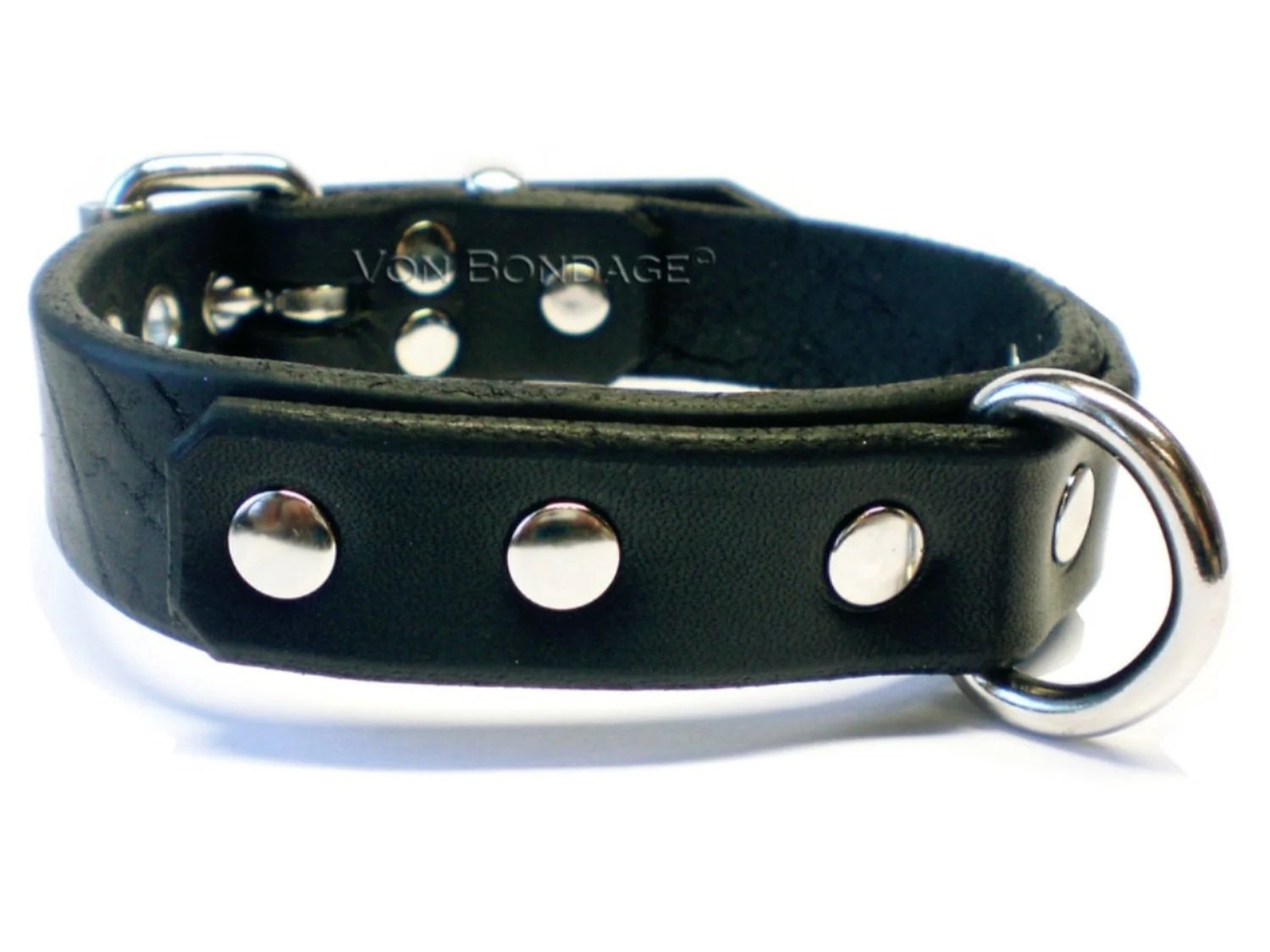 Black Leather Bondage Collar with a D-ring in front