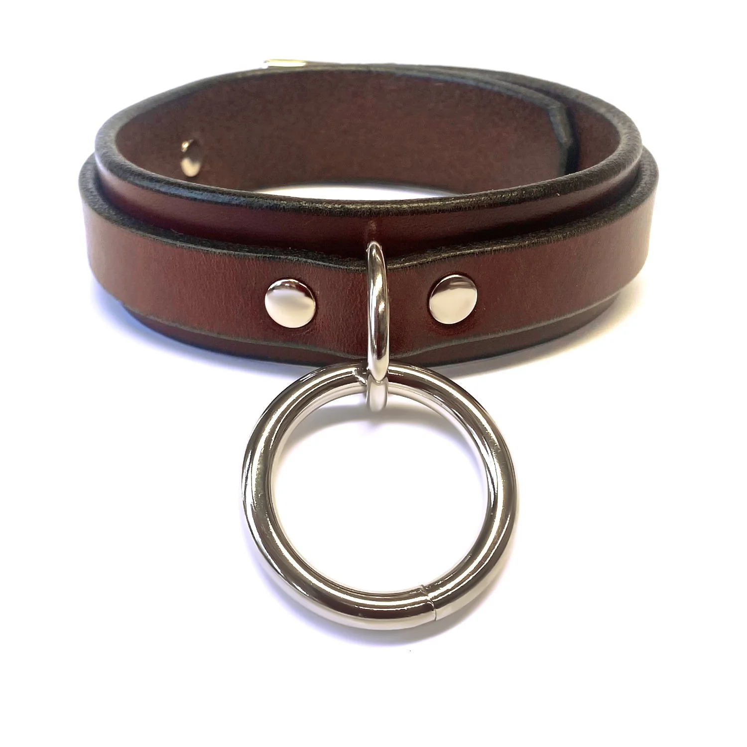 1.25 Brown Leather narrow BDSM Collar with O-ring.jpg