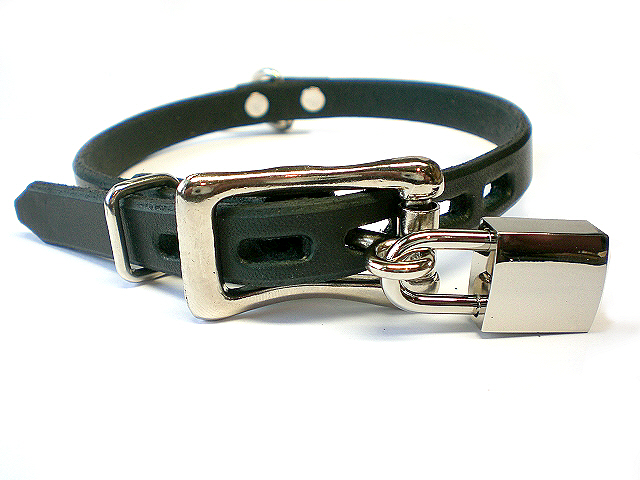 lockable buckle w/padlock - black latigo