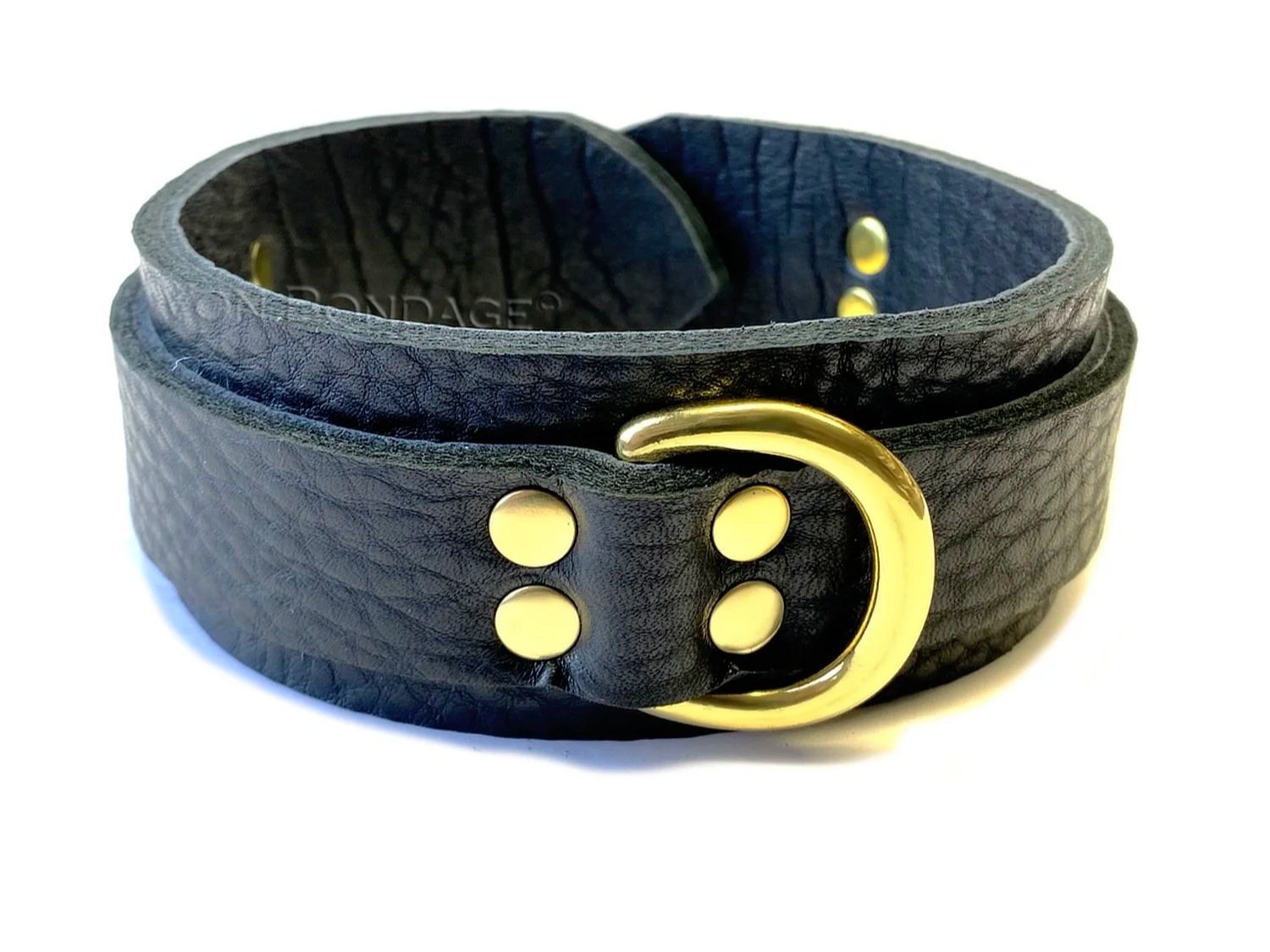 Bullhide Bison Leather BDSM Collar with Brass D-Ring