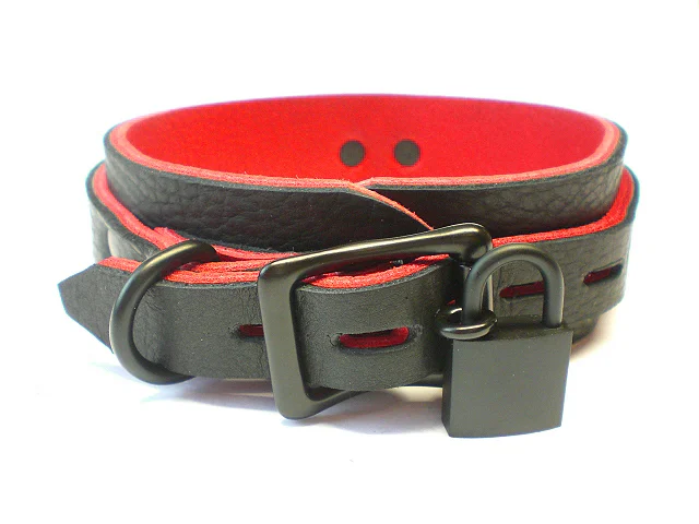 lockable w/padlock - black bison w/red bullhide