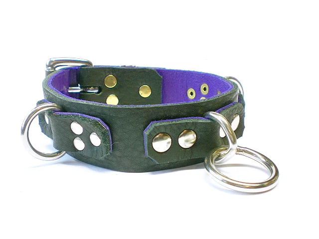 silver rivets (solid brass stems) black w/purple inlay