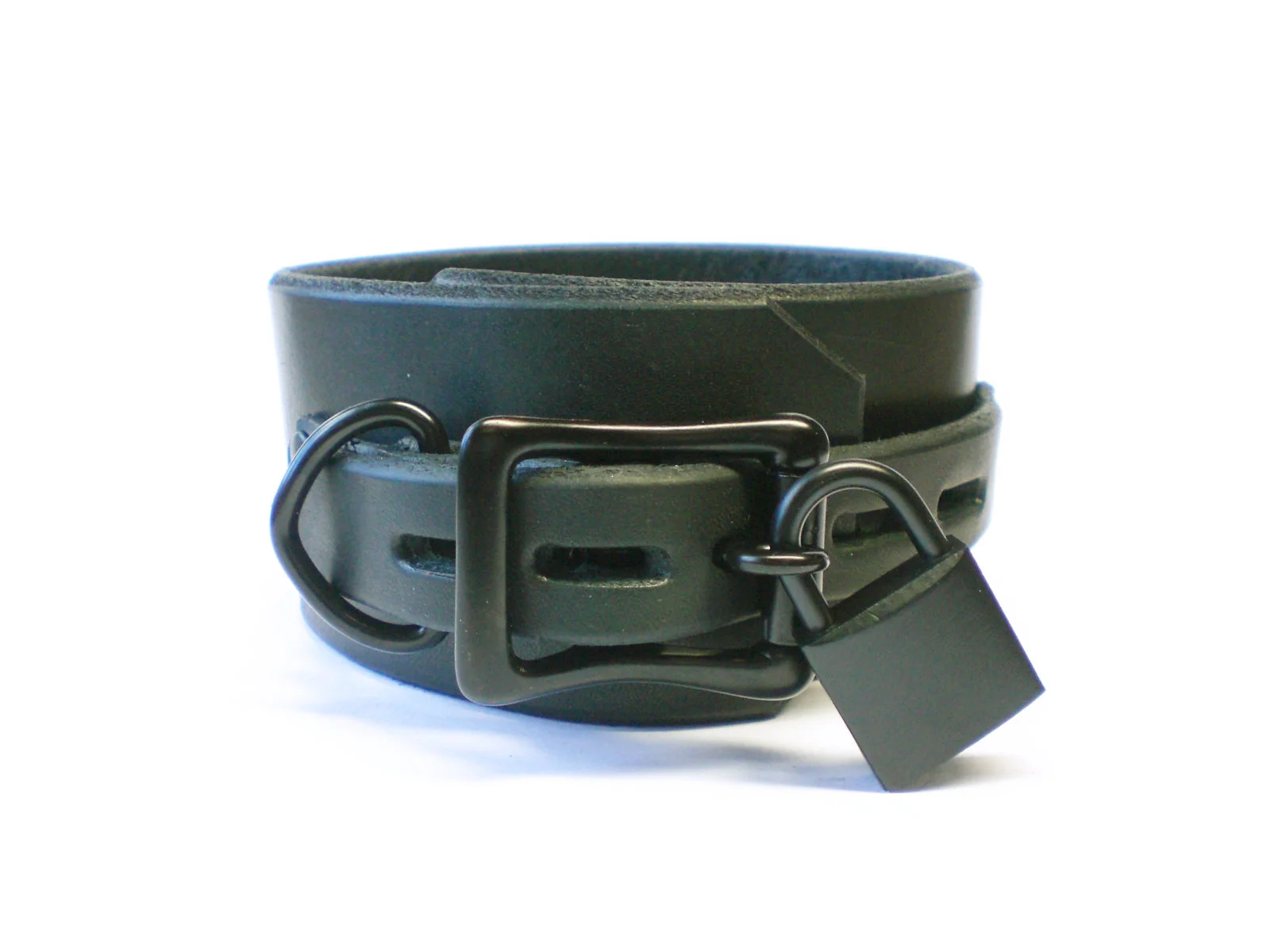 lockable buckle w/padlock - black latigo