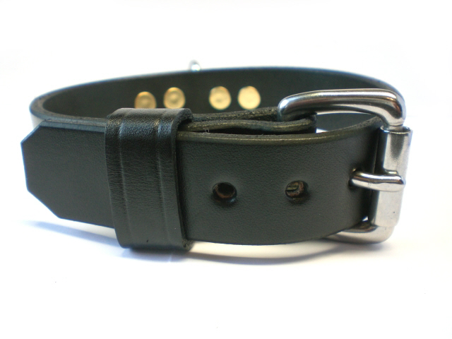 stainless steel buckle - black leather keeper