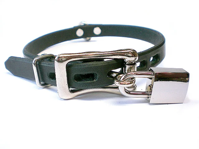 lockable buckle w/padlock - black latigo