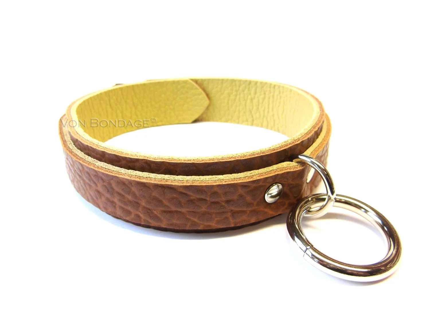 Cognac Brown Leather Narrow slave Collar w/Classic D&O Ring