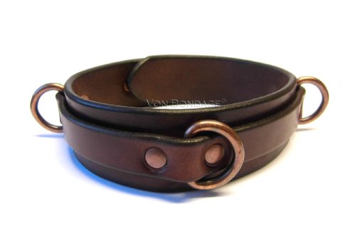 Fox BDSM Luxury bondage Padded Brown Leather Collar and Leash – VP