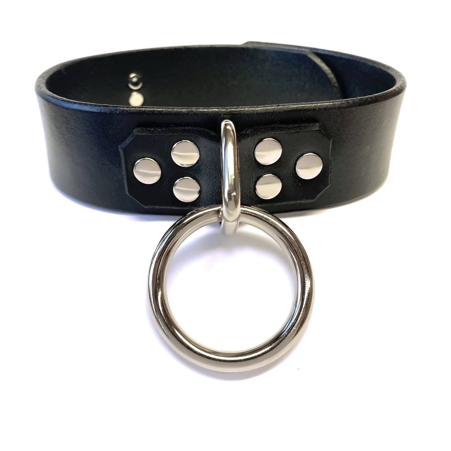 Black Leather Bondage Collar with Strong D&amp;O Ring