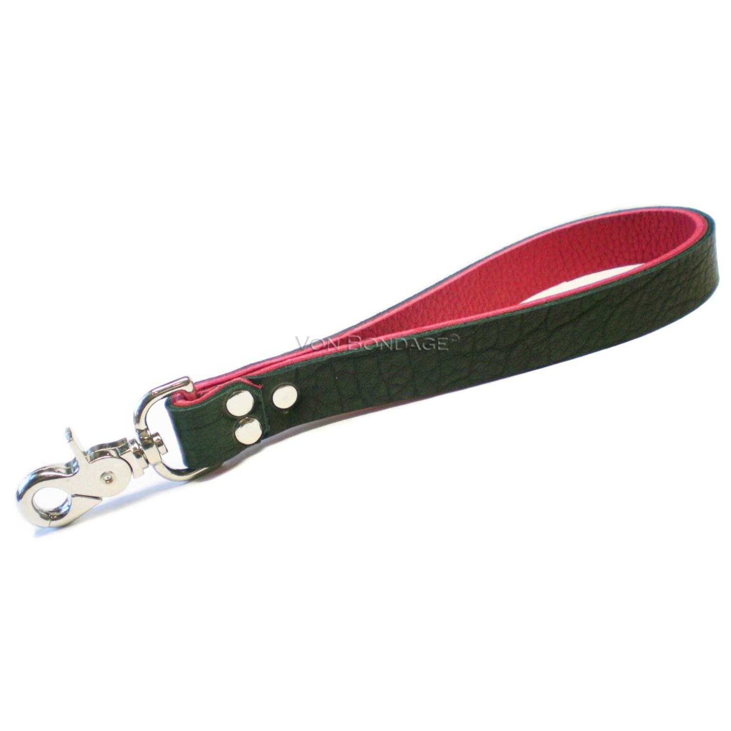 Strict slave Leash in Bison Leather lined in red bullhide