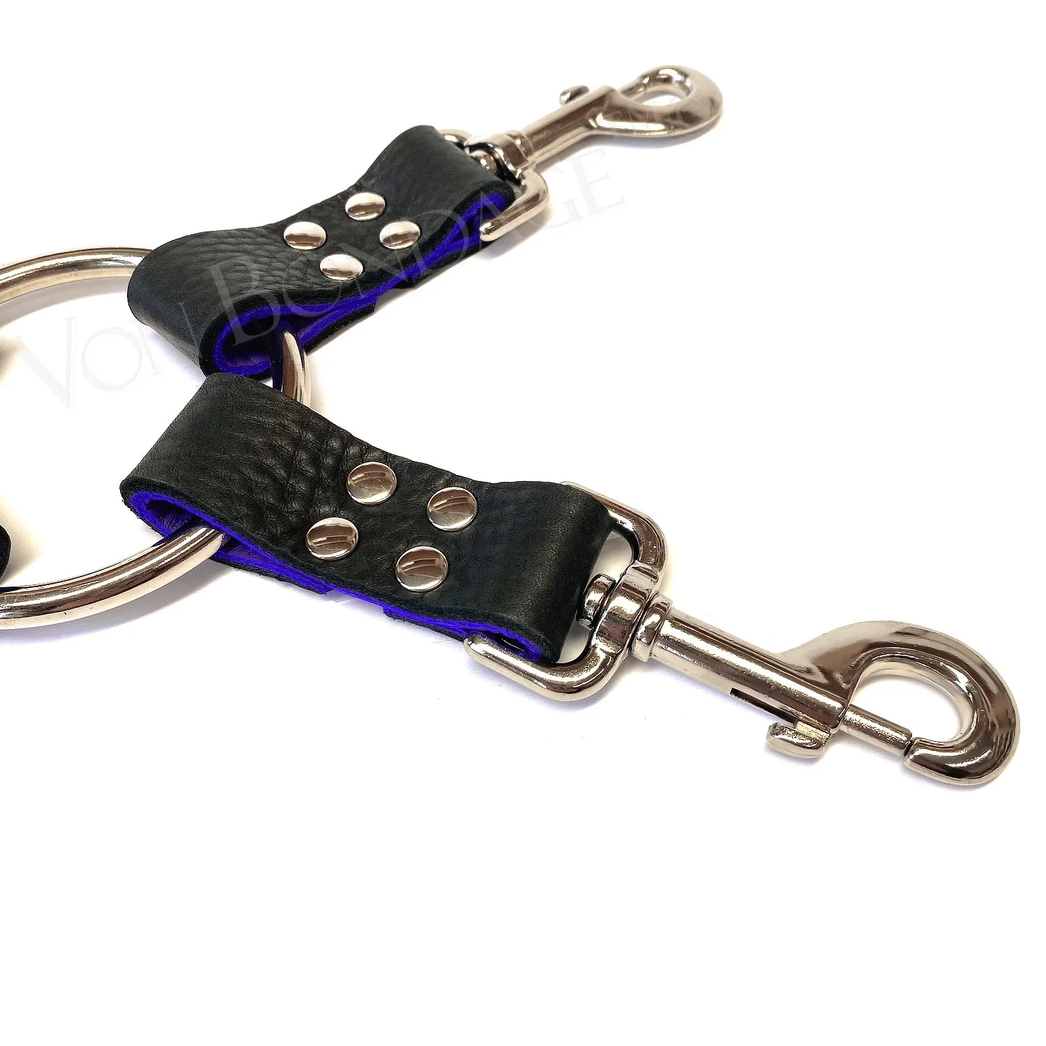 Black &amp; Purple Leather XL Hogtie Bolt Snaps 