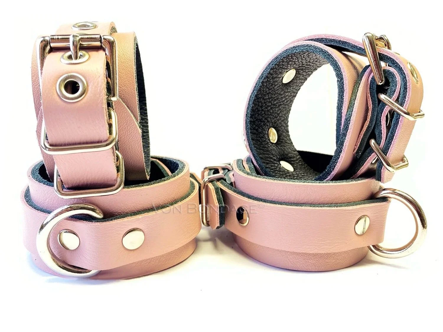 Restraints Set for Wrists & Ankles in Pink Leather