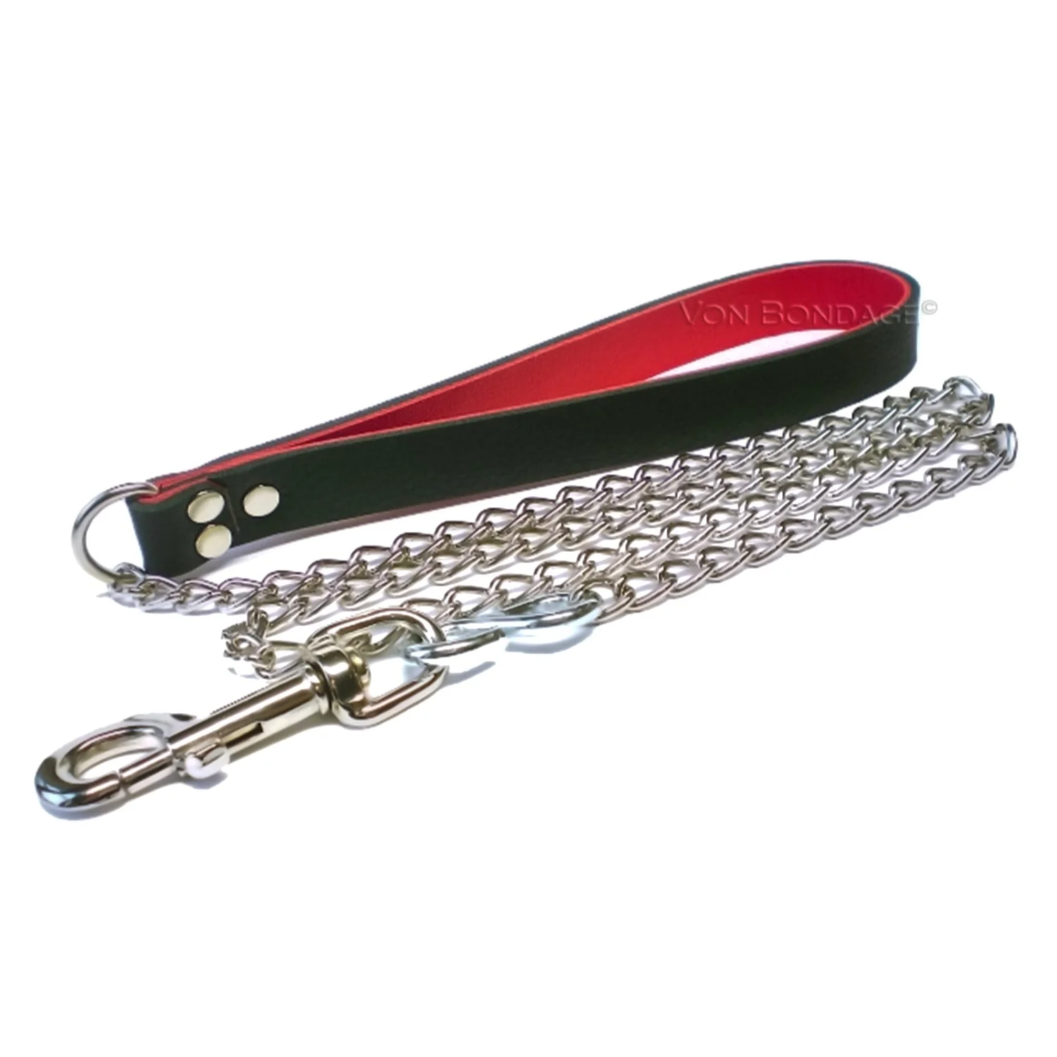 Black & Red leather Chain Leash for Collared slaves