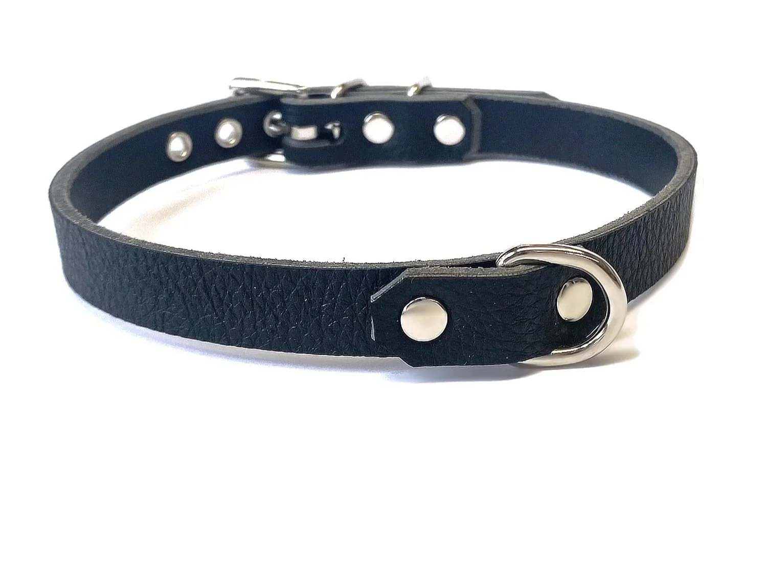 thin day collar in black faux leather