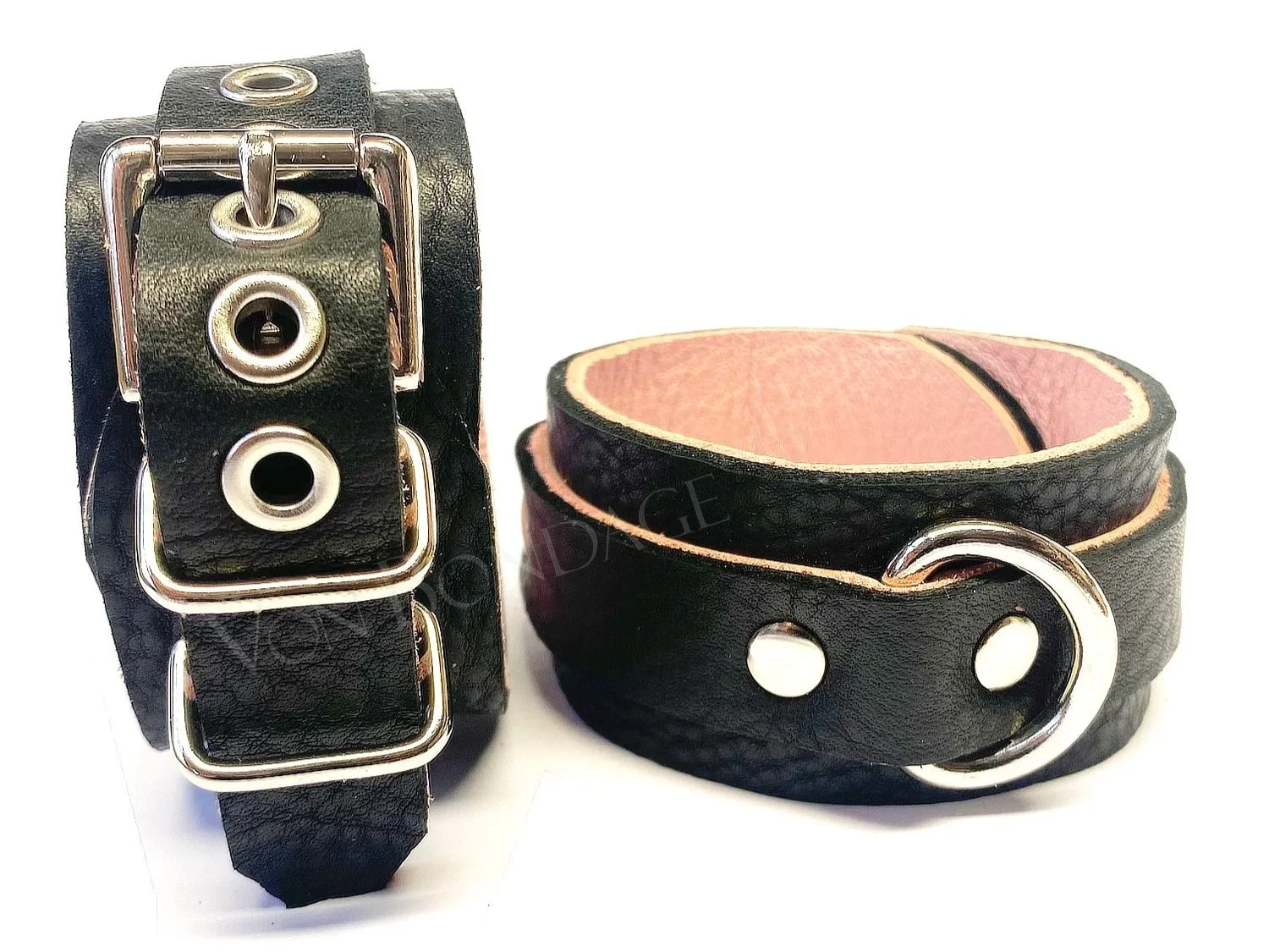 Soft Leather BDSM Restraints lined in Pink Leather