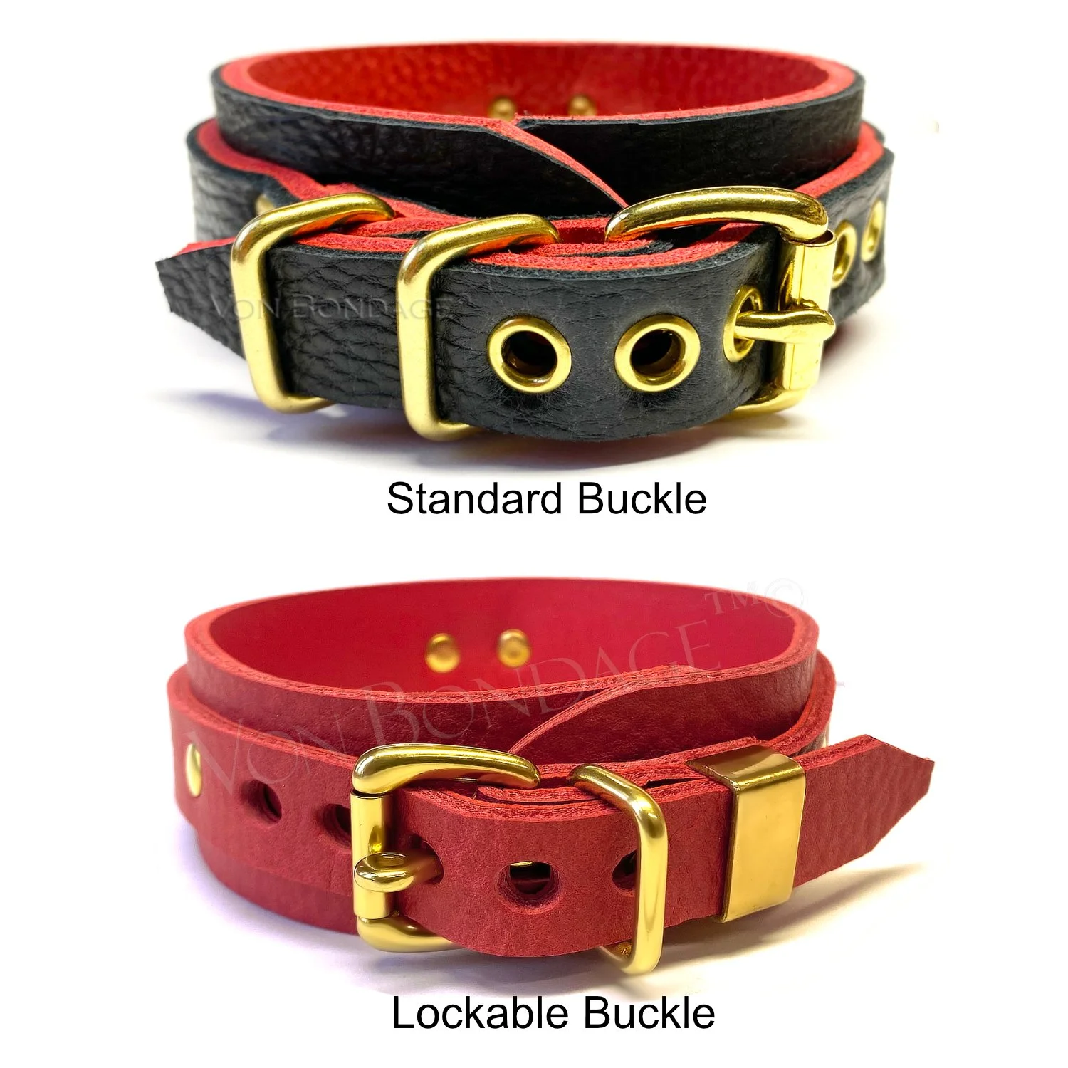 brass buckle options for von bondage collars