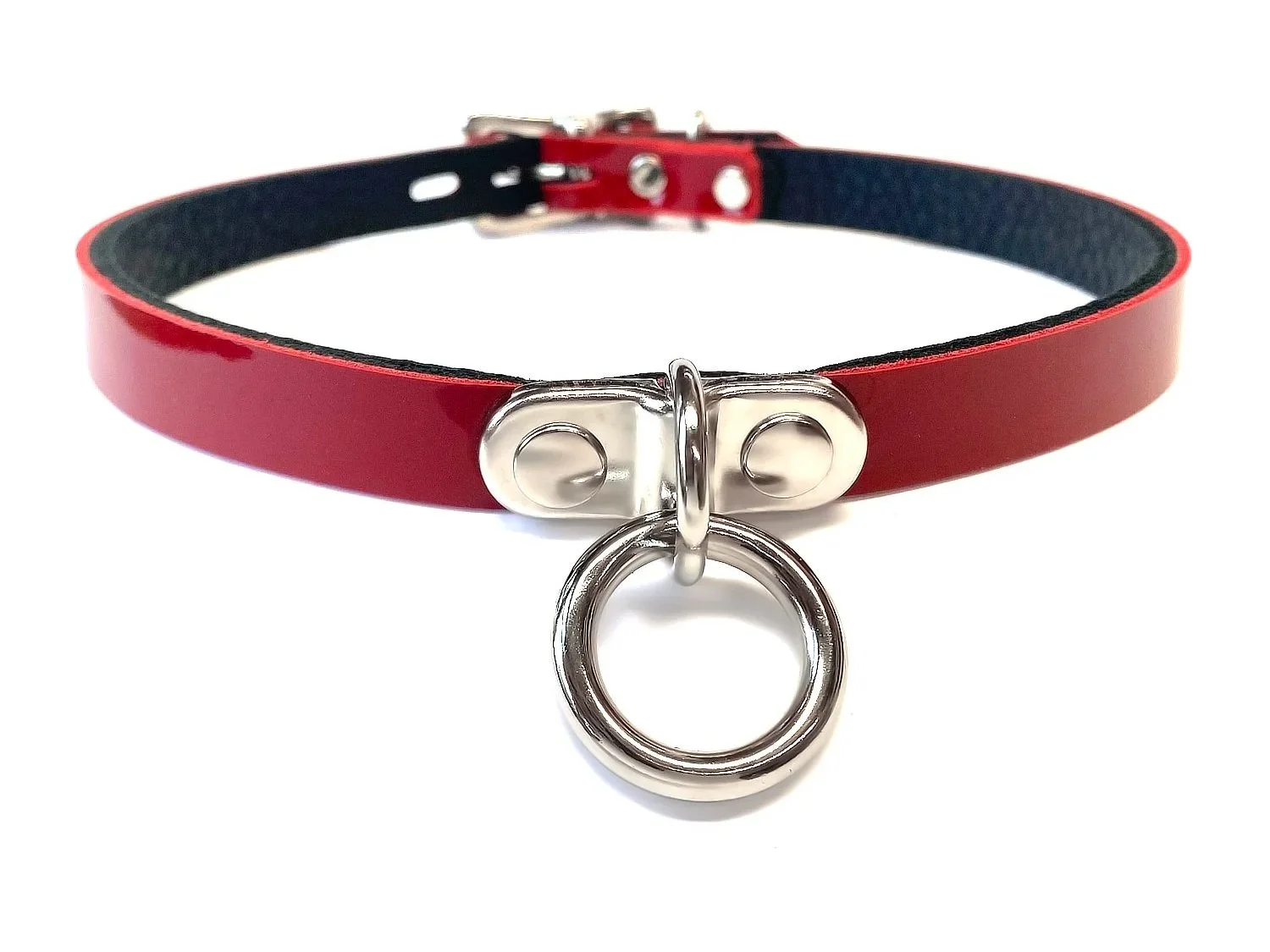 Day Collar in Black Patent Leather with Plated Ring (Copy)