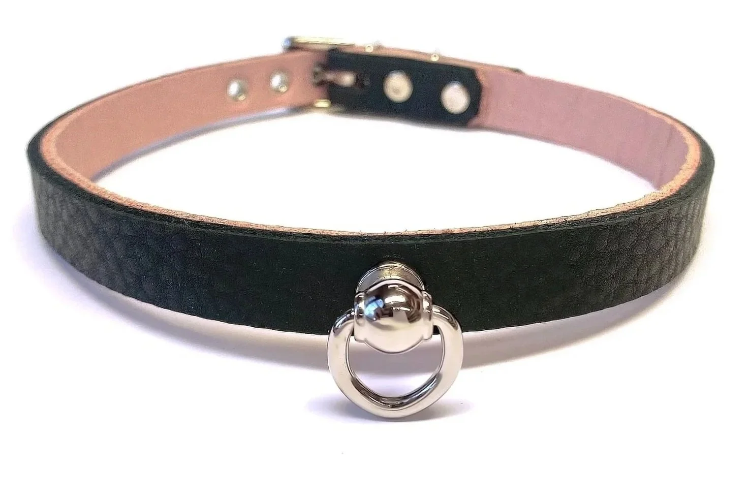 Black & Pink Leather Day Collar with ball stud ring