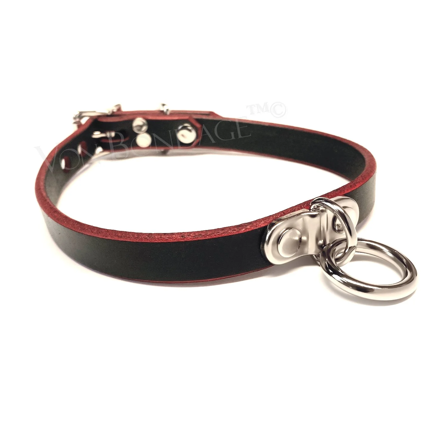 5'8 Red Edge Leather slave collar with Plated Ring.jpg