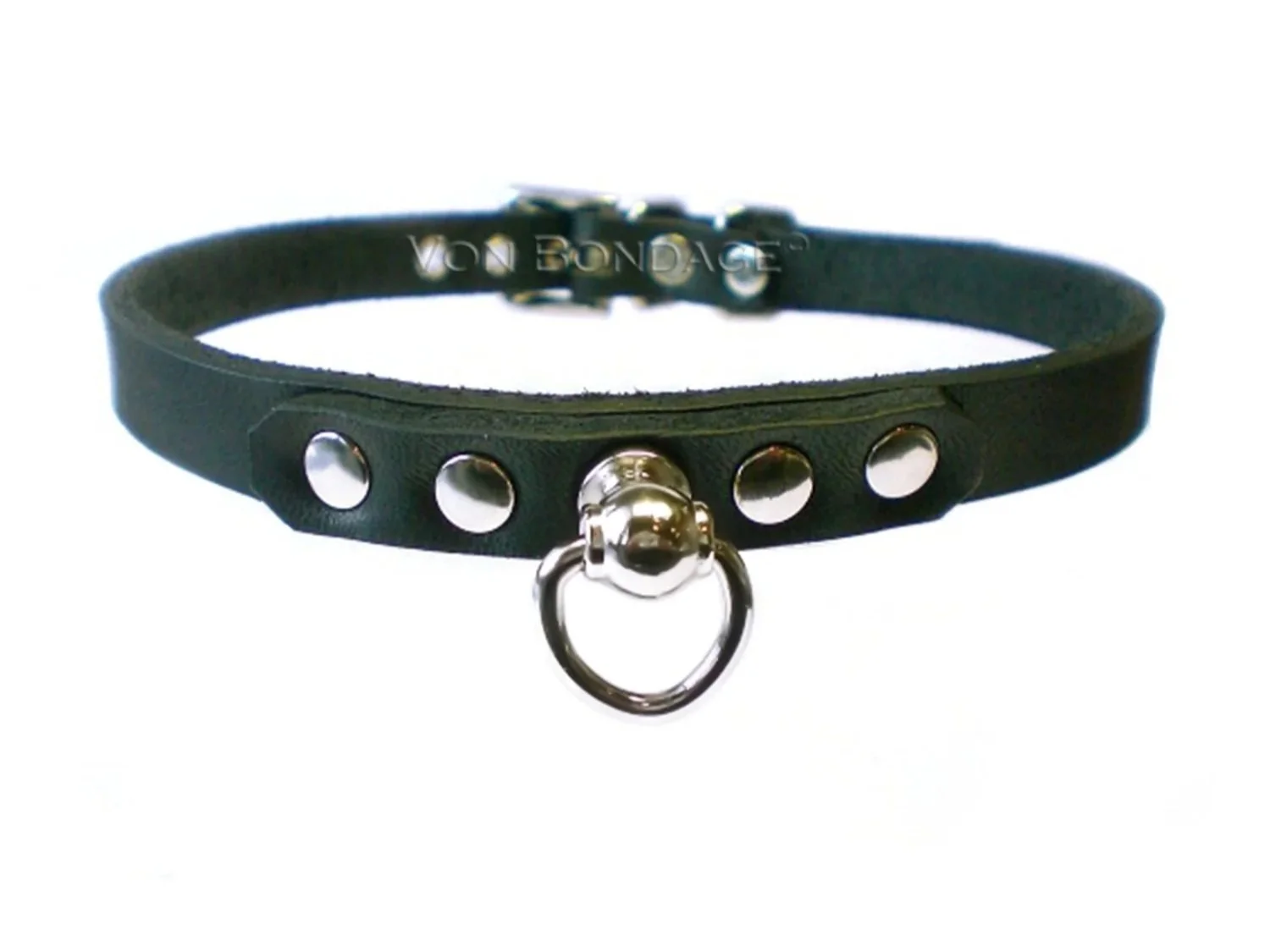 Discreet BDSM Day Collar with Ball Stud Ring