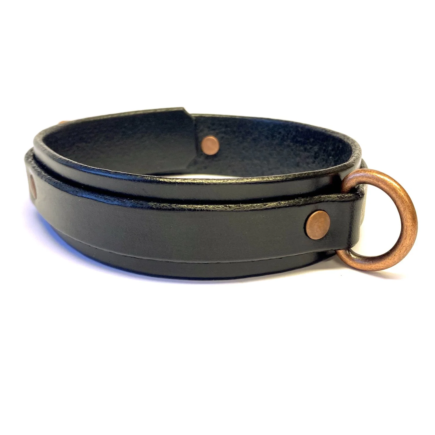 1.25 Black Latigo Leather BDSM slave Collar with Copper D-ring.jpg