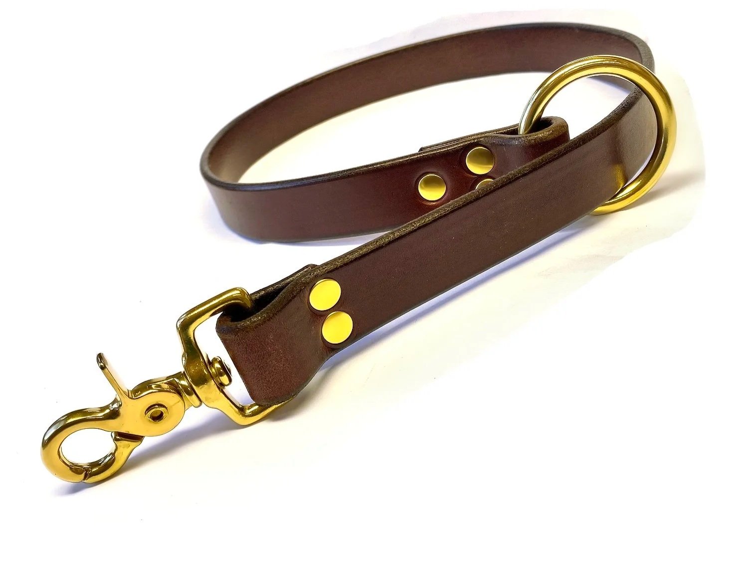 Brown Leather Bedpost Restraint Strap with Brass Scissor Clip