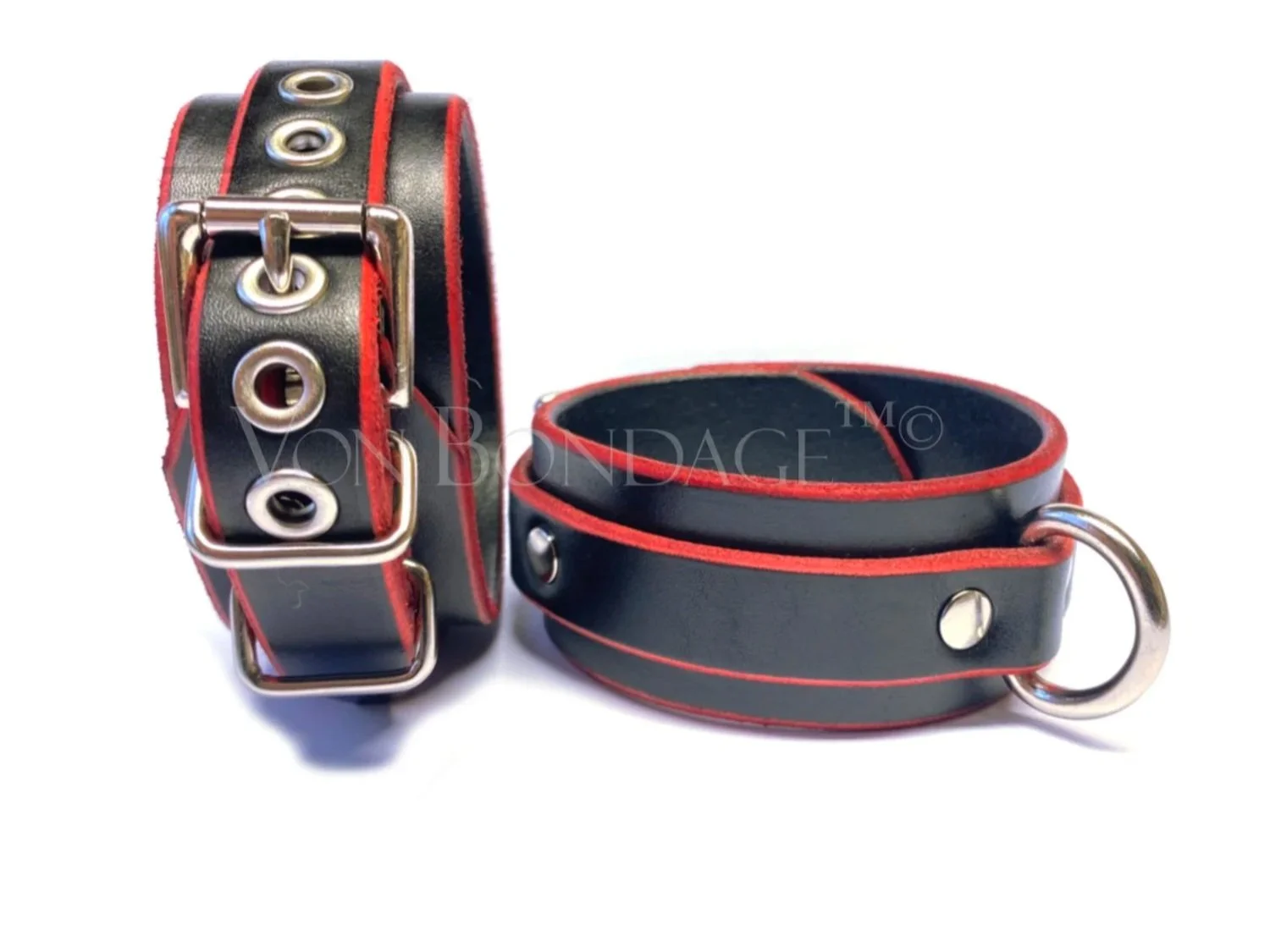 Pair of Leather Restraints with Red Edges