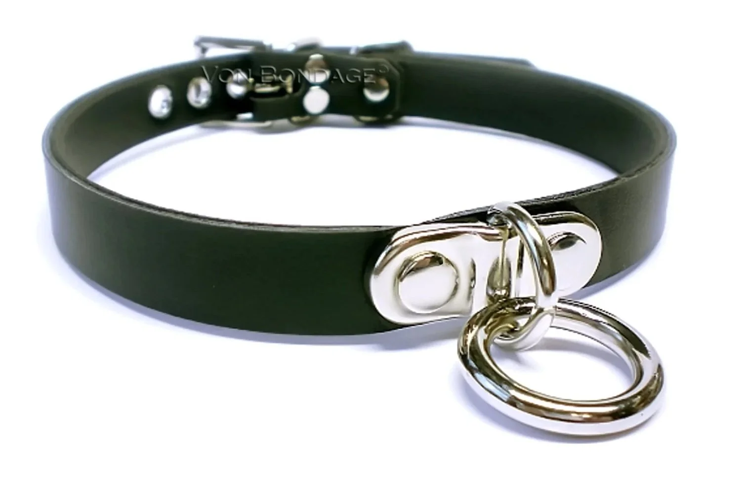 Vegan Faux Leather submissive choker with plated ring
