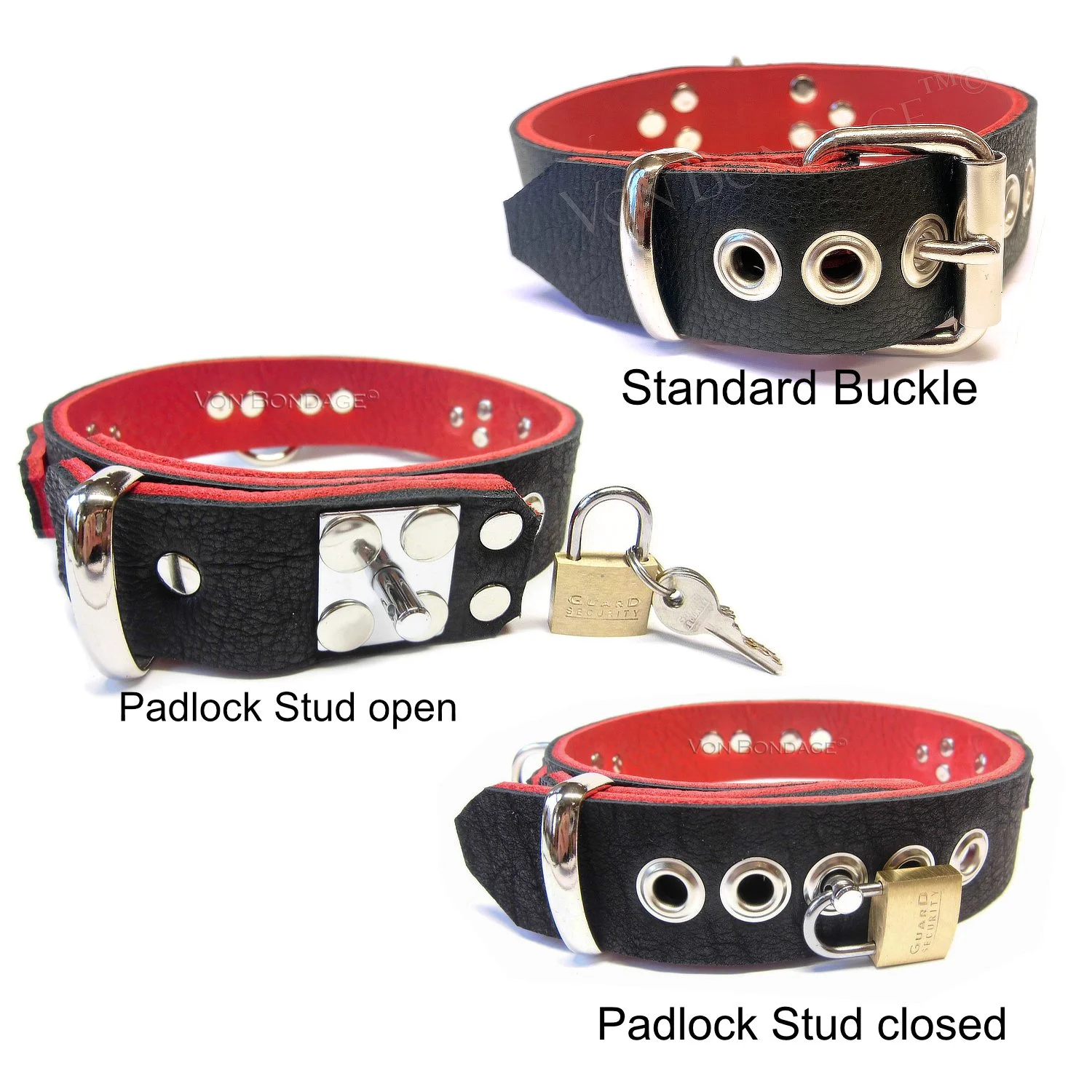 padlock stud closure on bondage collar