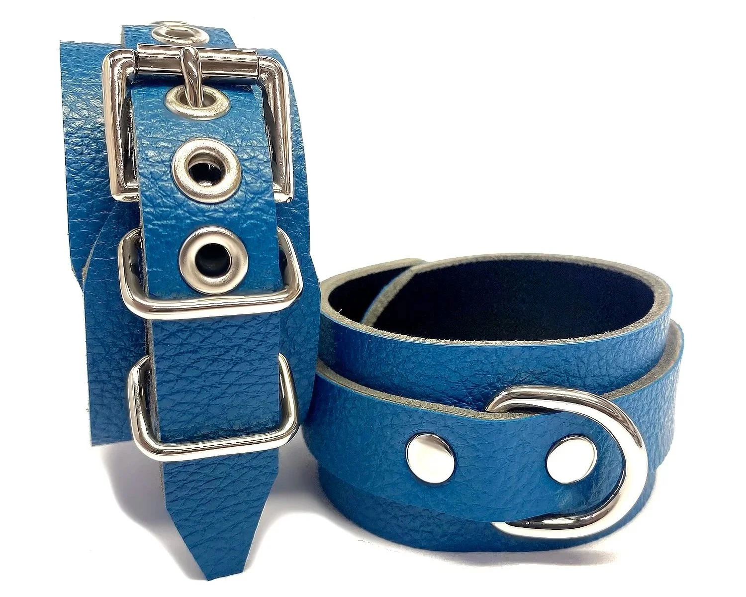 Ocean Blue Faux Leather Vegan Restraints with d-rings