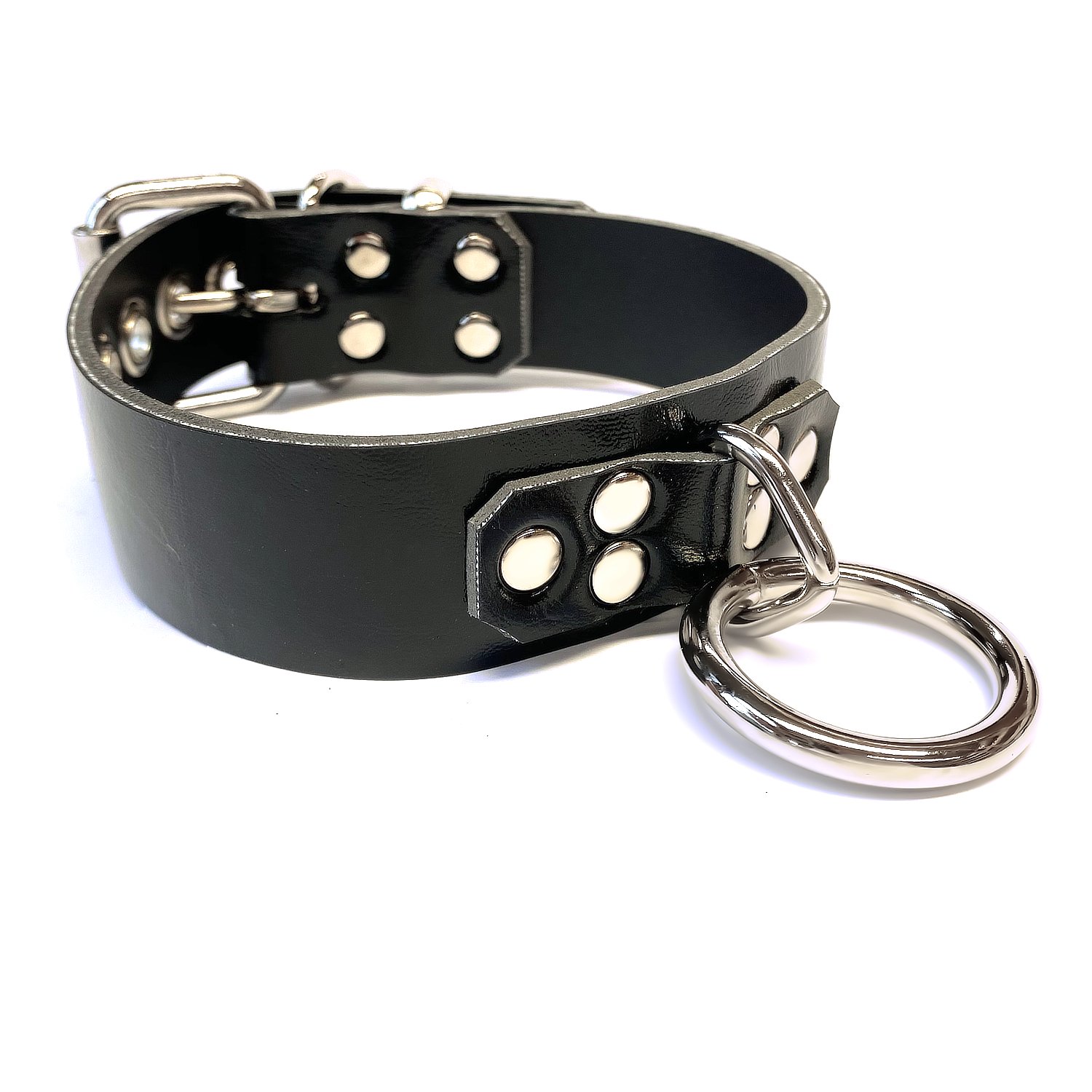 Shiny Black Vinyl BDSM Collar for vegan sub