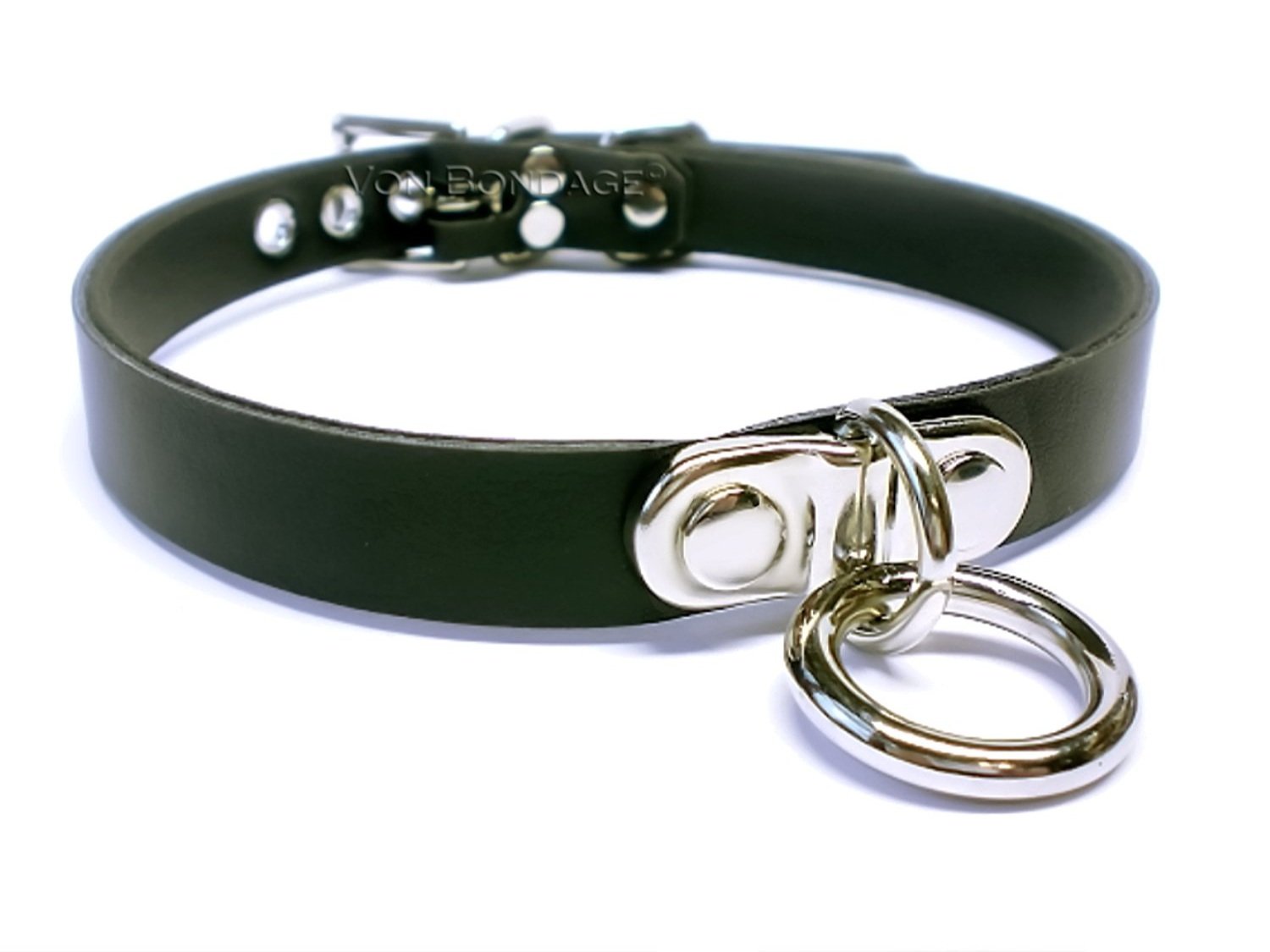 Vegan Lockable slave Collar with Small Plated D&O ring