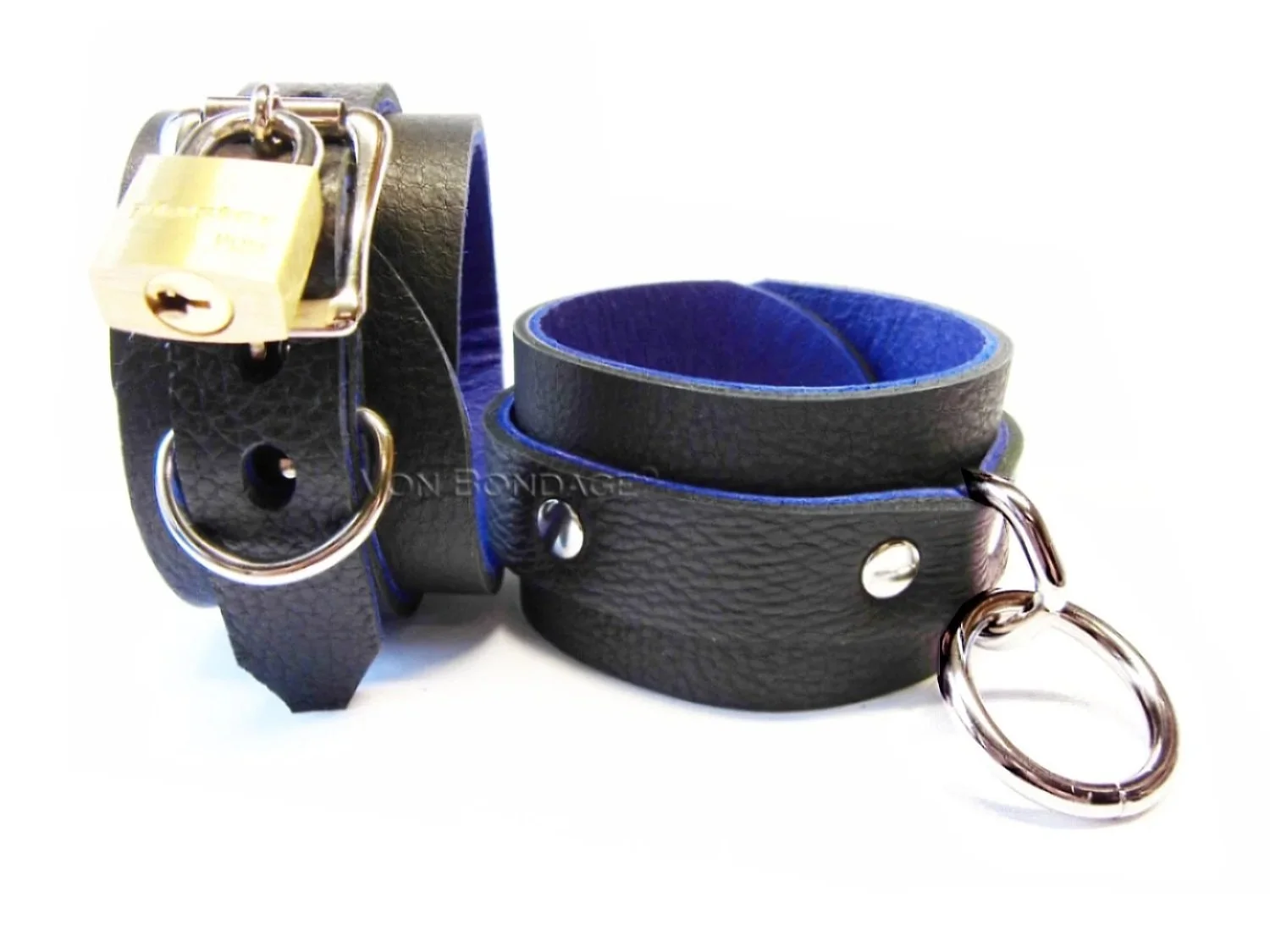 1.75+Black+%26+Blue+LeathPair of Black & Blue Leather Restraints with Bondage Ringser+BDSM+Cuffs+with+small+bondage+rings.jpg