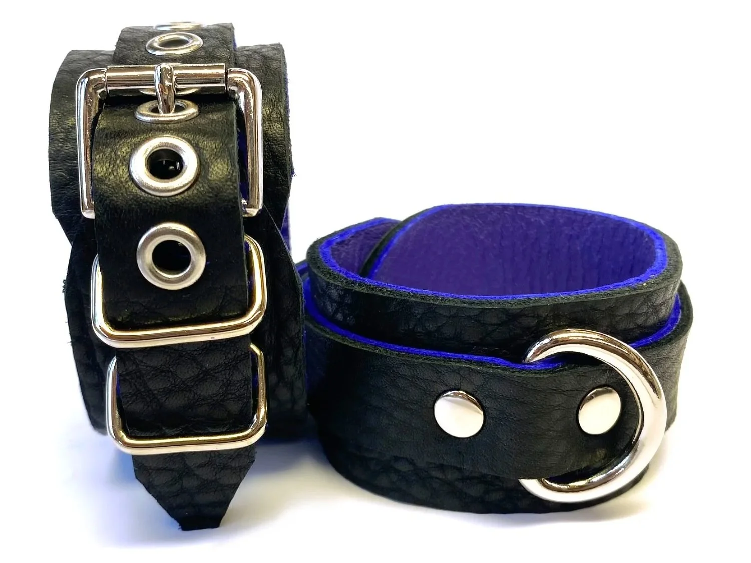 Pair of Black & Purple Leather Restraints