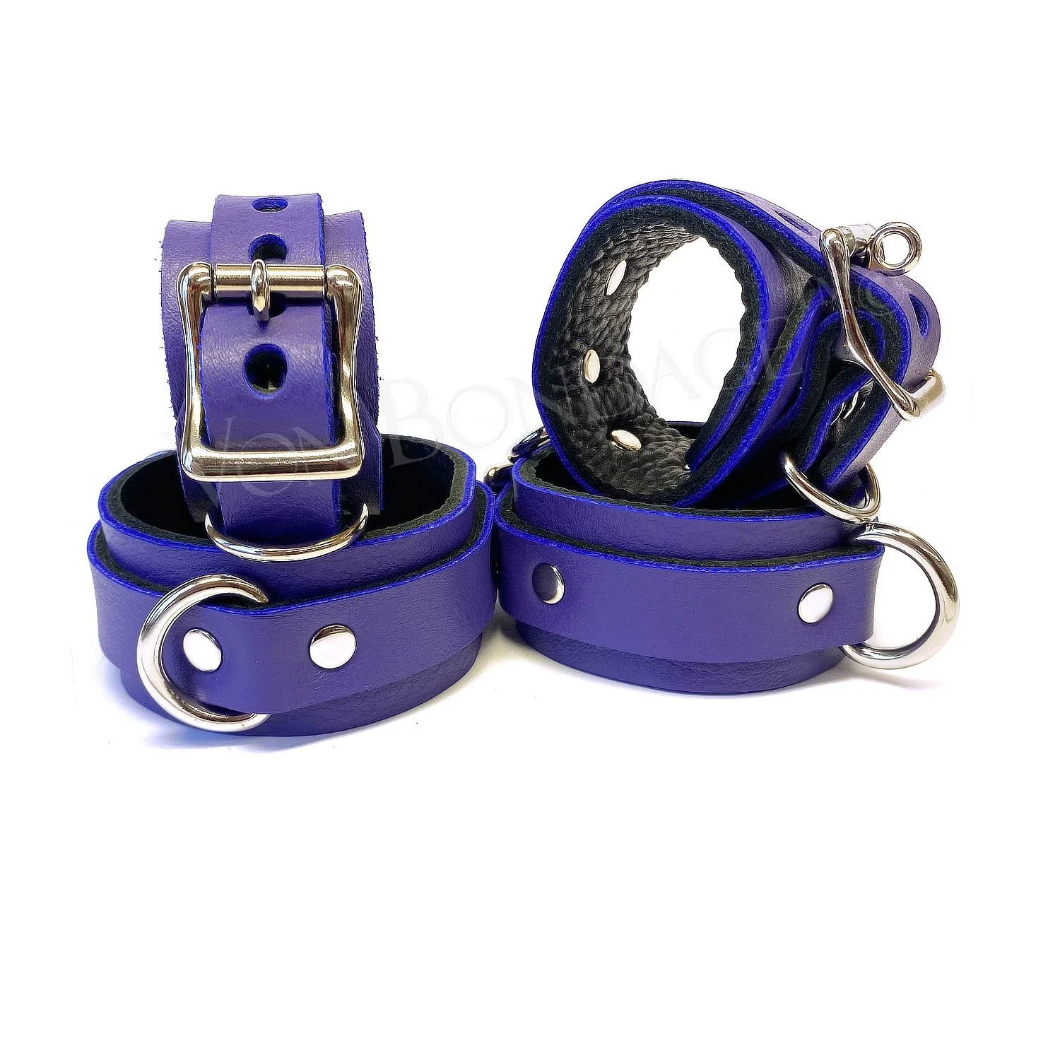 purple leather wrist and ankle restraints