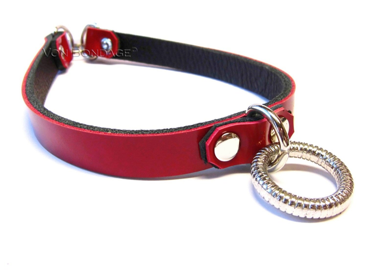 Patent Leather slave Choker Ribbed Ring
