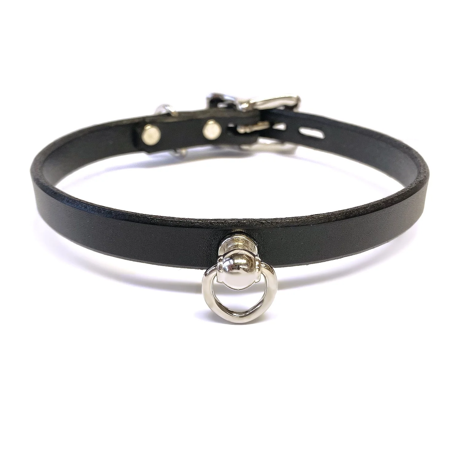 Simple Day Collar for submissive with Ring for Tags