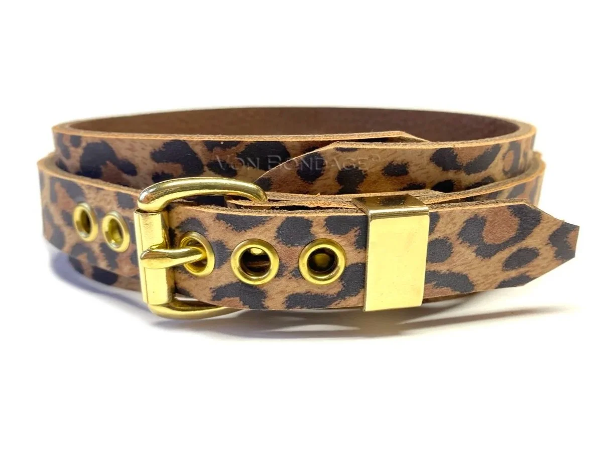 standard non locking buckle on leopard print leather collar