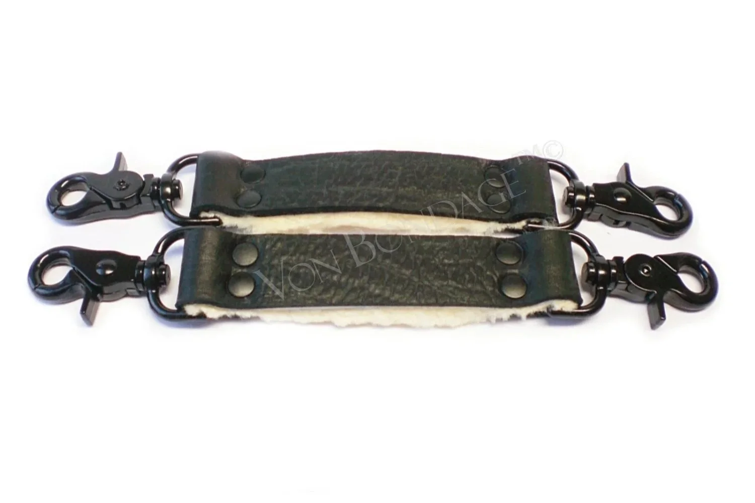 Pair of Fur-lined BDSM Straps for Restraints Black Clips