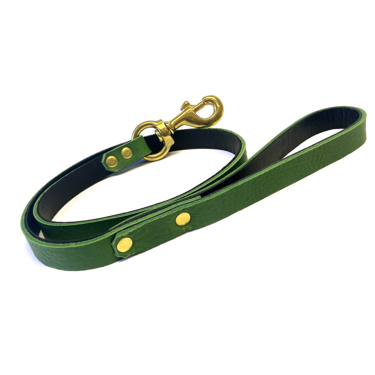 3ft Green Leather Leash with Brass Bolt Snap.jpg