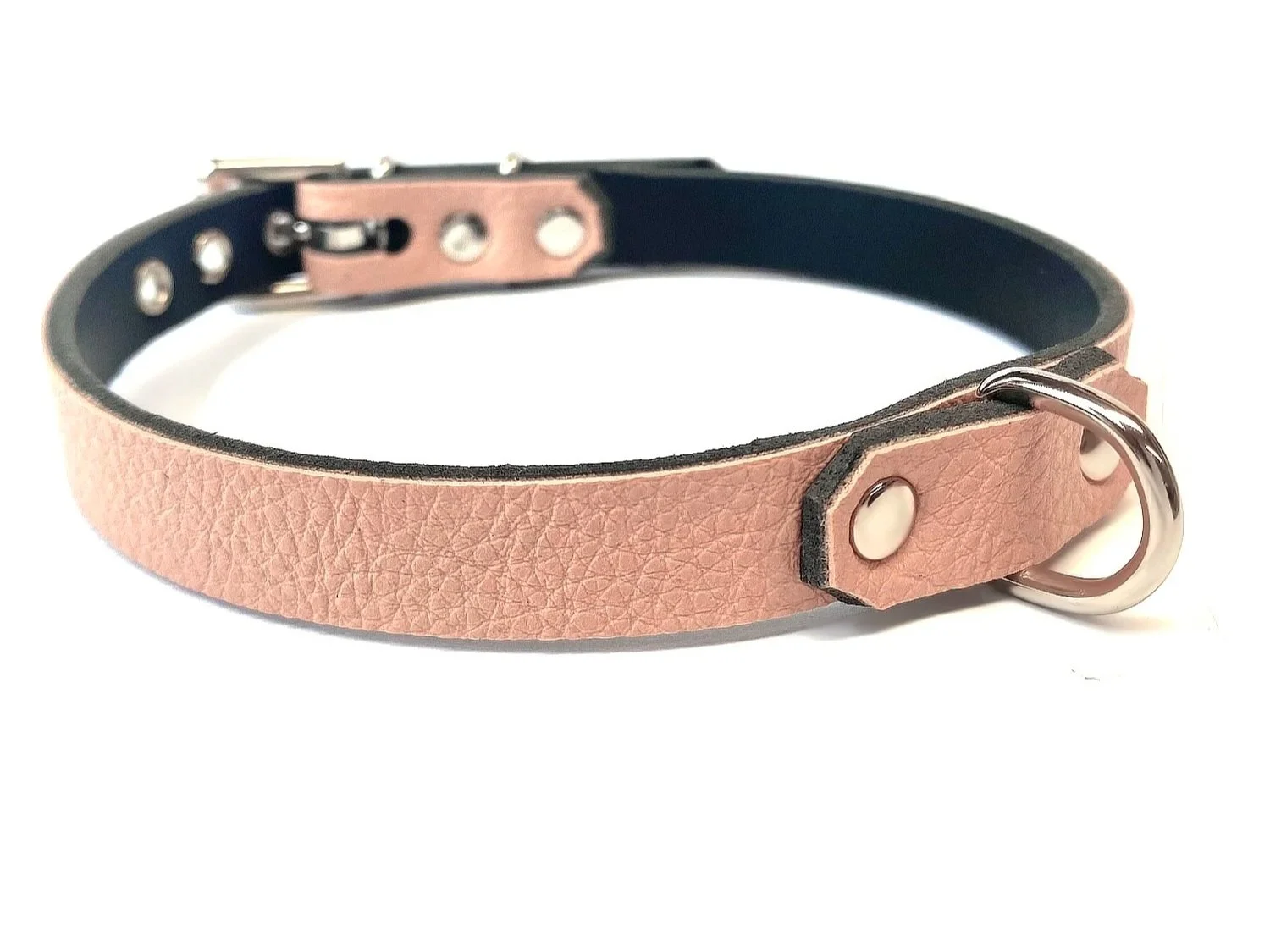 thin vegan day collar in pink faux leather