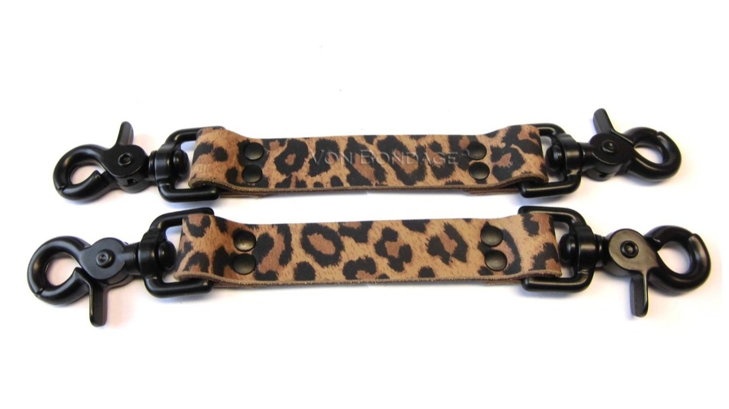 Leopard print BDSM Bondage Straps, Nickel Free Black Hardware