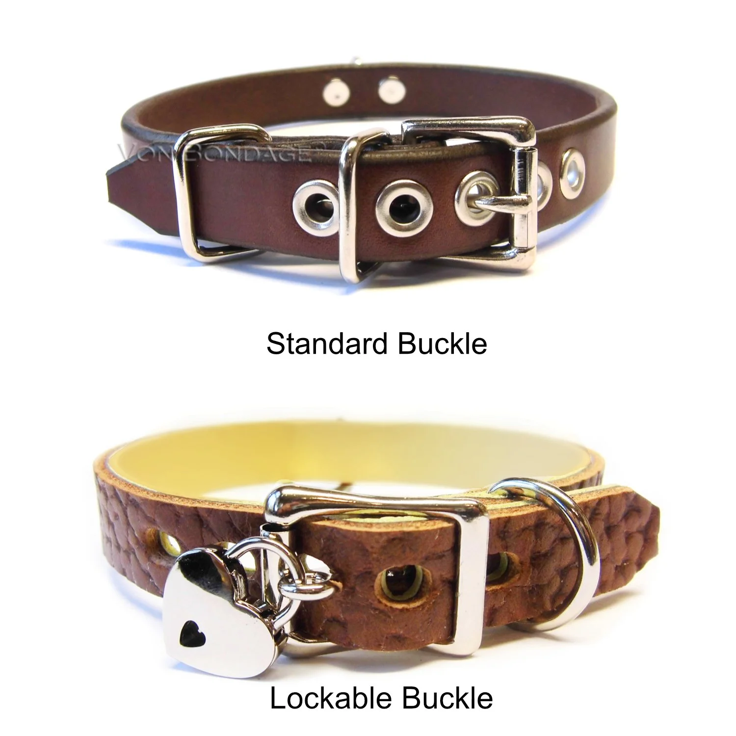 buckle options for brown von bondage collars