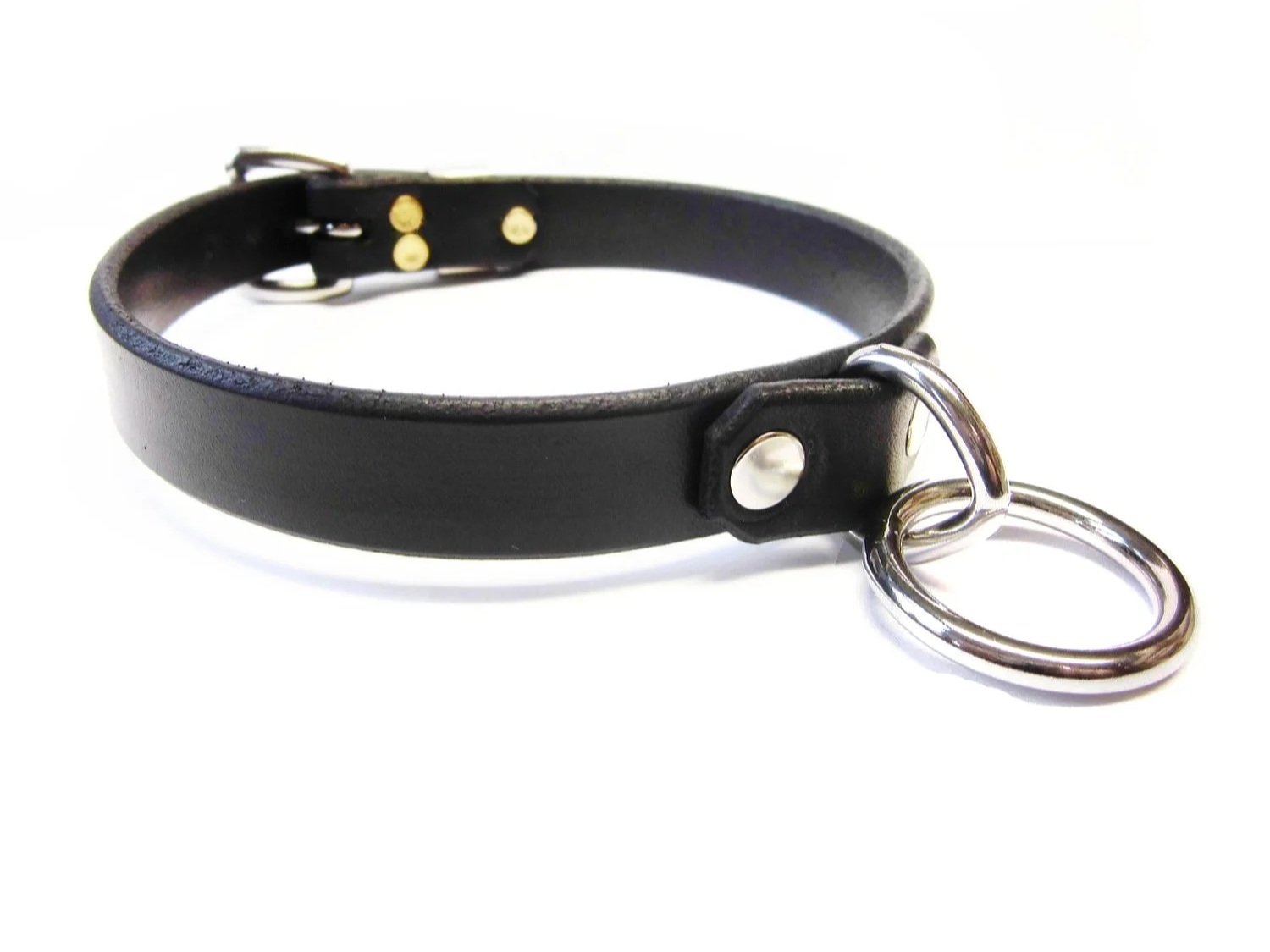 Leather Collar with Stainless Steel Bondage Ring