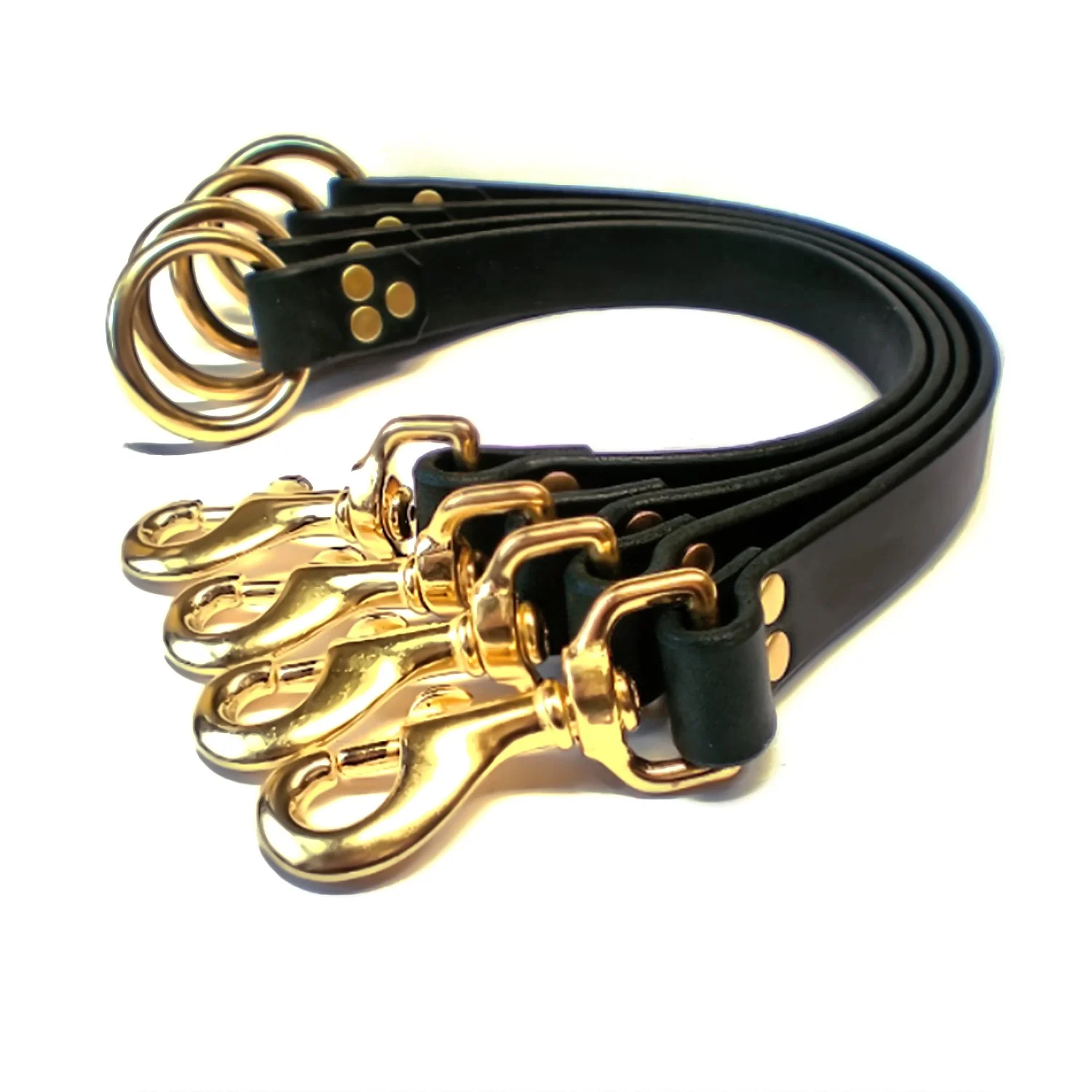 Black Leather Bed Restraints in Solid Brass