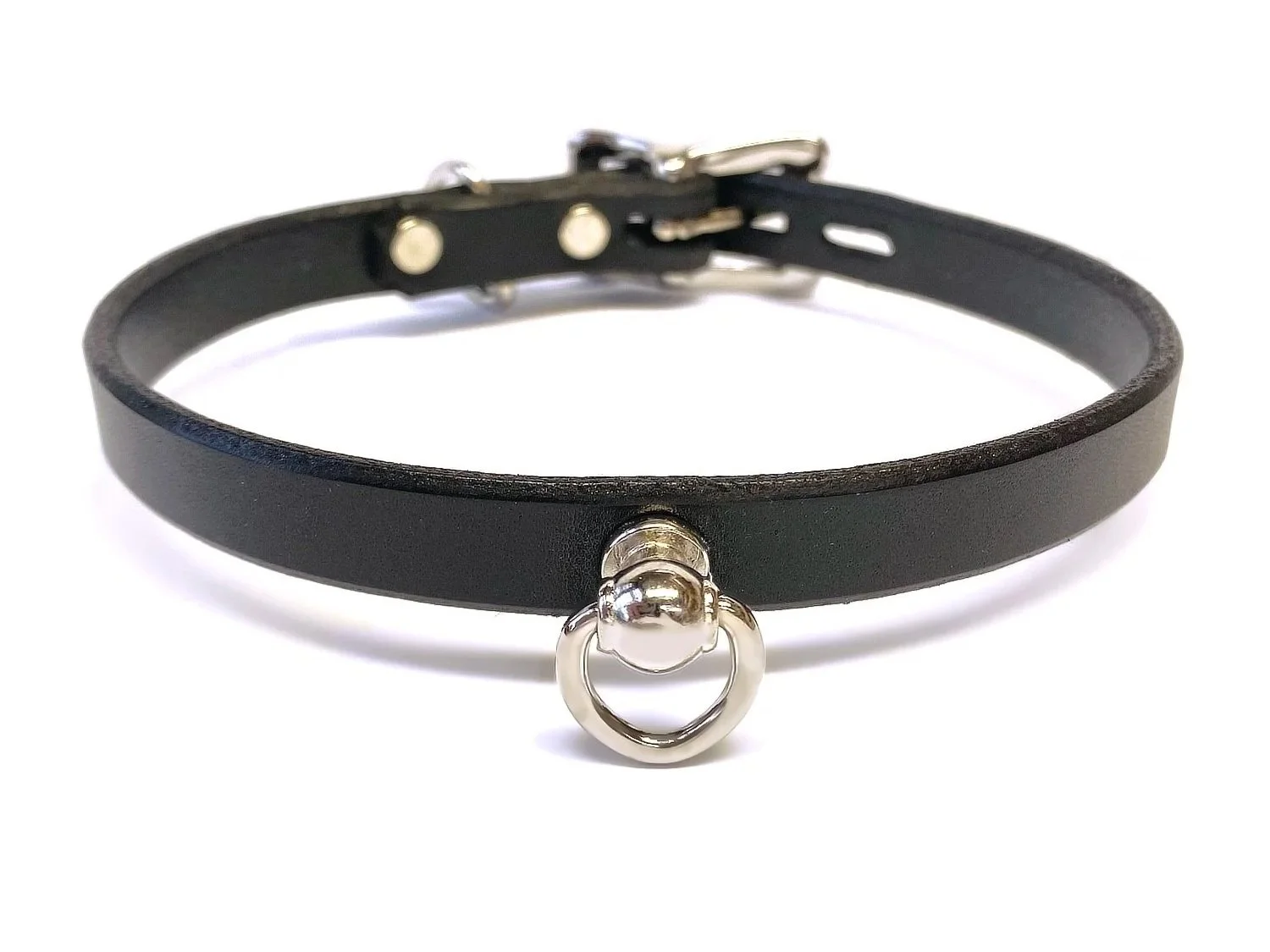 Simple Day Collar for submissive with Ring for Tags
