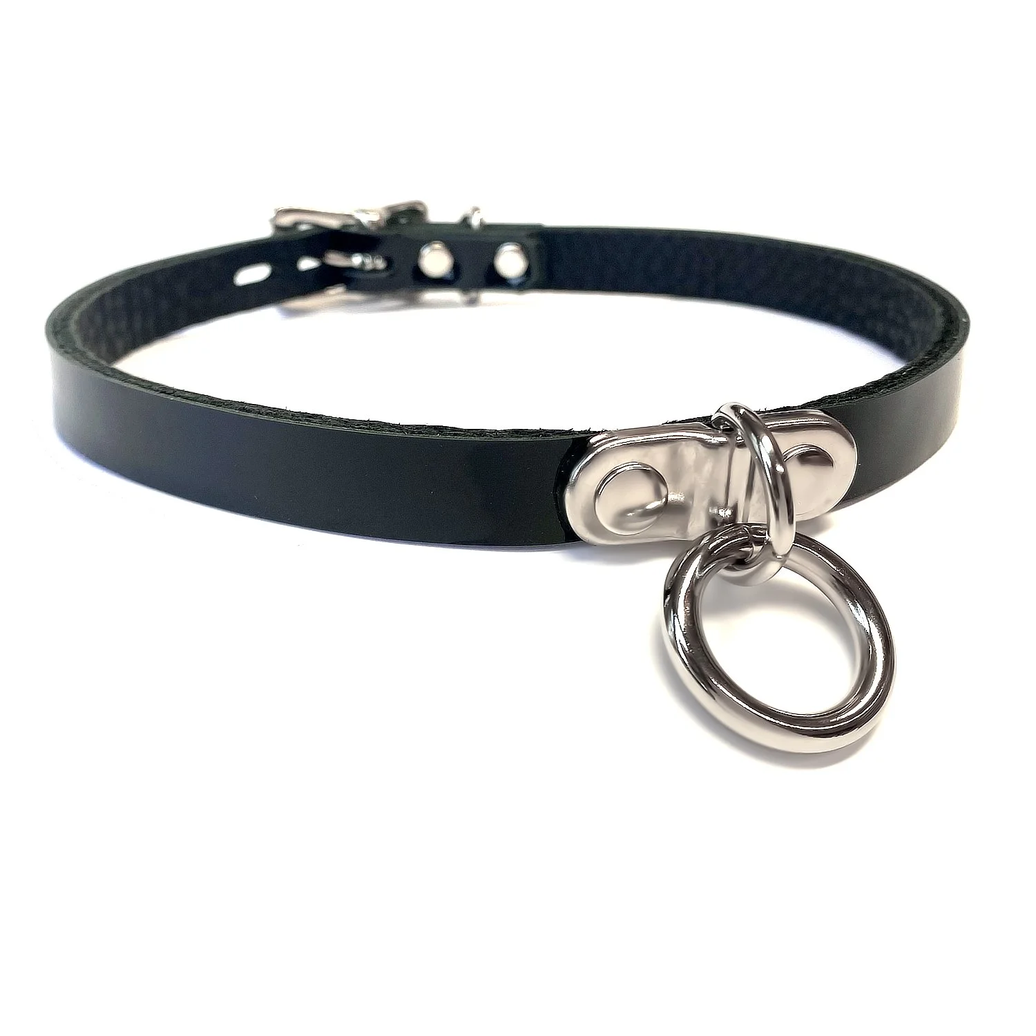 Black Patent leather Day Collar with Plate and D&amp;O Ring